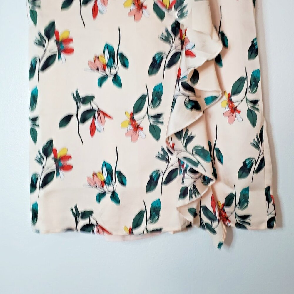 Ted Baker Women's Floral Ruffle Skirt Pink Multicolor Sz Med Lined Pull On NWT - Picture 7 of 12